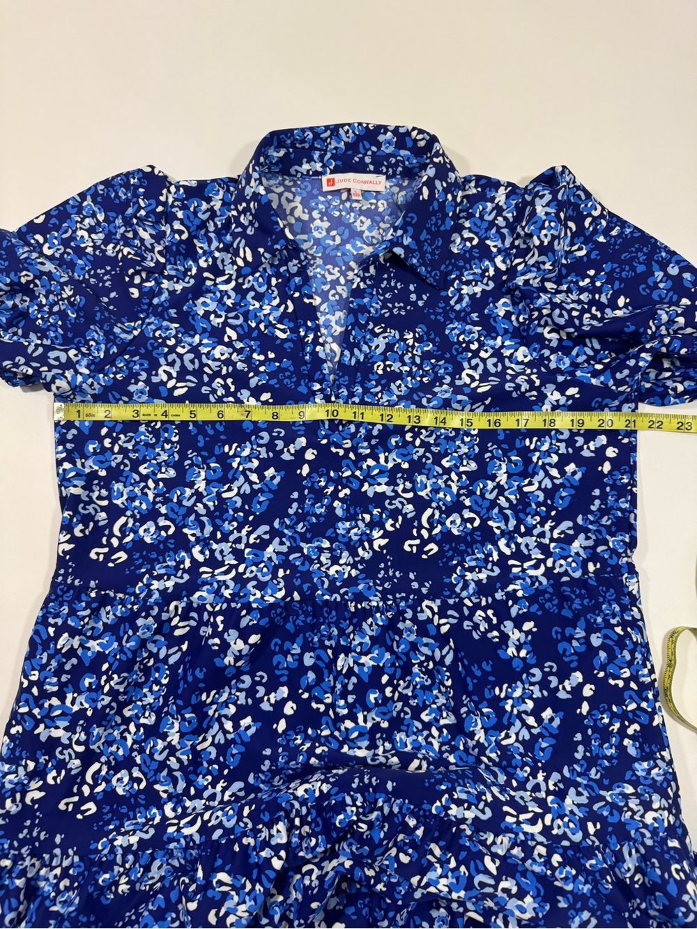 Jude Connally Portia Dress Blue Painterly Cheetah Beacon - Picture 7 of 8